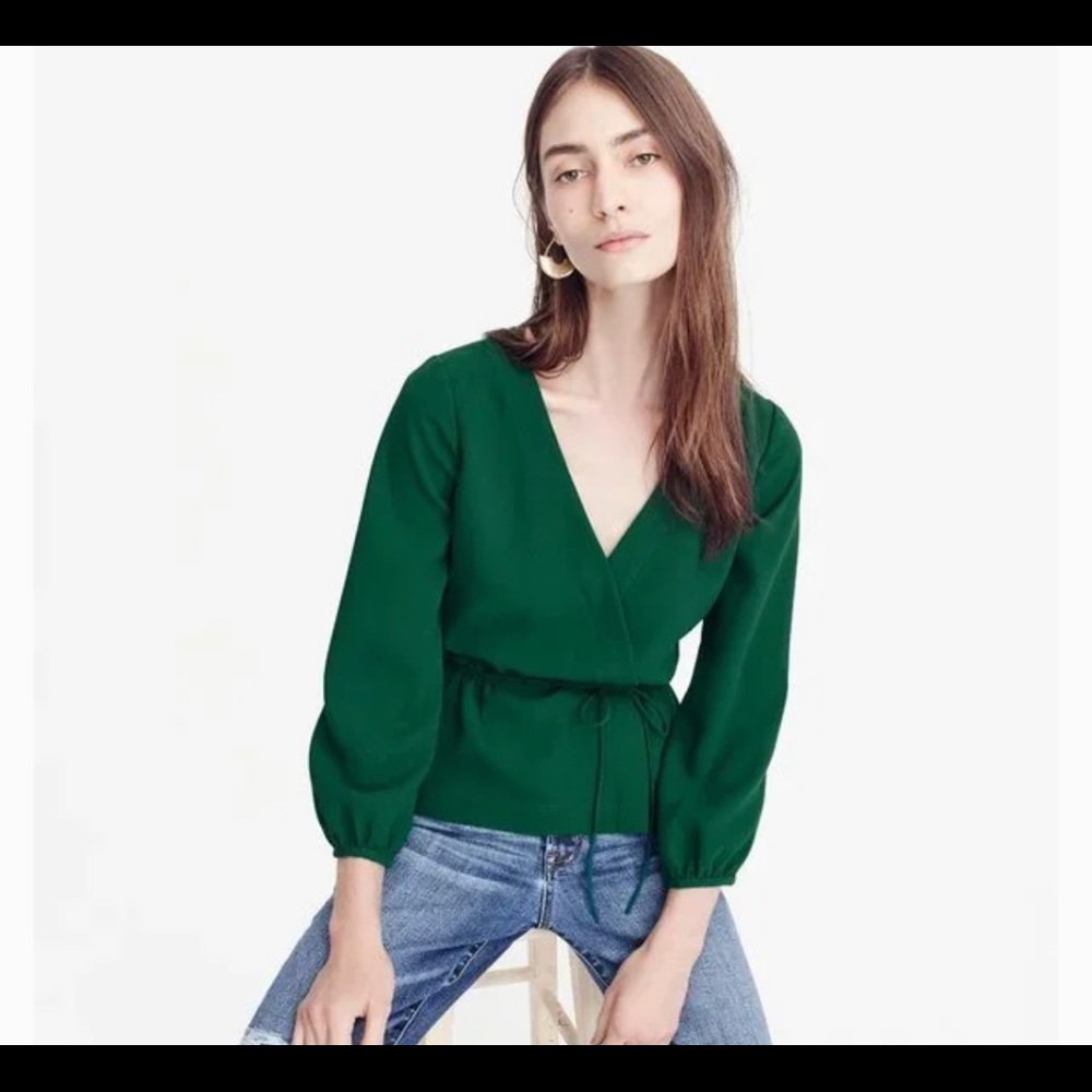 J Crew Drapey Crepe Faux Wrap Top